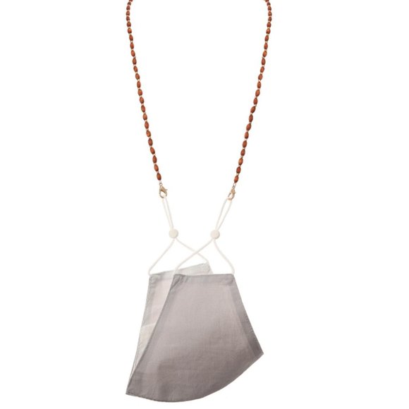 Accessories - Brown Wood Beaded Mask Chain Necklace
